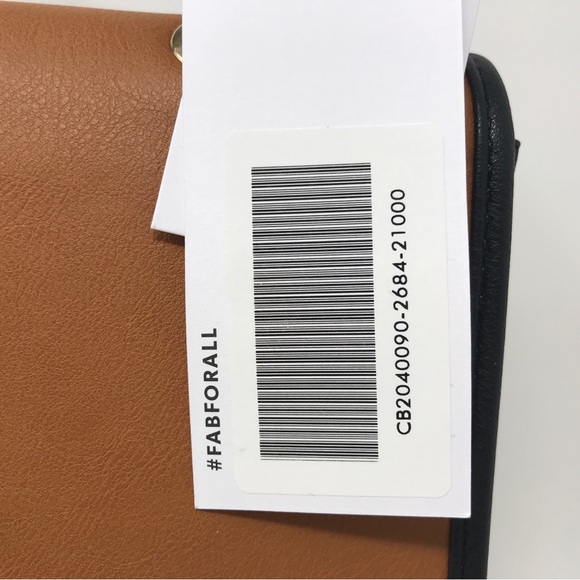 JustFab Color Blocked Messenger Bag, Size  10”L x 8”H x 4”D - Black/Cognac/White - Picture 6 of 13